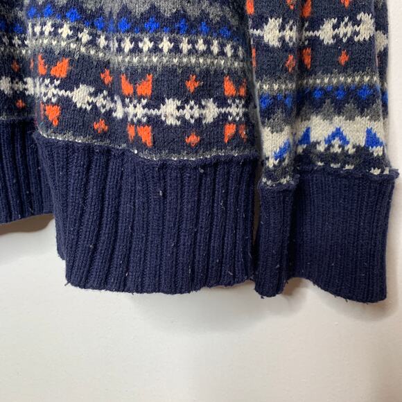 American Eagle men's blue fairisle pattern angora rabbit hair knit sweater SZ XL - Picture 11 of 11